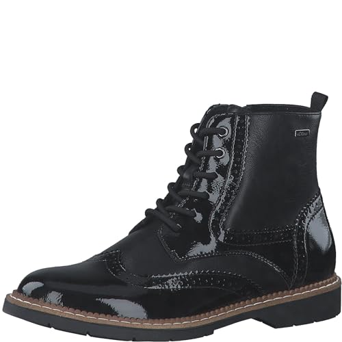 s.Oliver Damen Schnürstiefel ohne Absatz mit Reißverschluss Elegant, Schwarz (Black Comb.), 40 EU