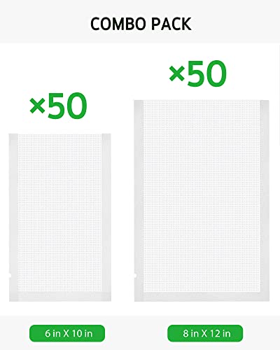 Image of Syntus 100 Pcs Vacuum Sealer Bags for Food, 8x12+6x10, BPA Free