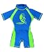 Swimfree Boys Blue/Green Floating Swimsuit Sun Protection Swim Suit Spf+50 Flotation Suit Size Medium For Kids Age 3.5-5.5 Years Old
