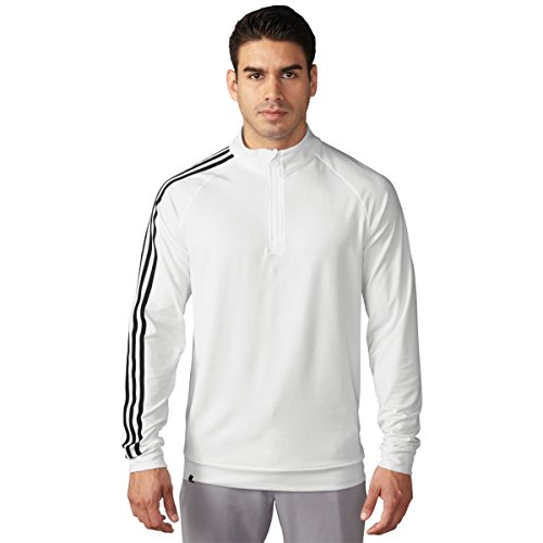 adidas Men's Golf 3 Stripes 1/4 Zip Layering Top, White/Black, Medium