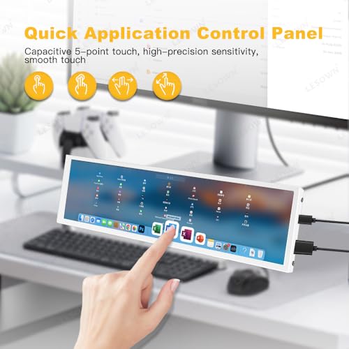 Image of 8.8 inch Mini Stretched Bar Monitor Touchscreen 480x1920 PC Temperature Display 600nits High Brightness Portable Secondary Screen LCD Screen Inside PC Case White