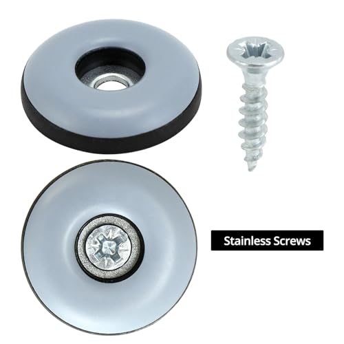 QWORK® 32 Pieces Furniture Sliders, 25mm Furniture Slider with Stainless Screw, for Chairs Tables, Sofas, Grey - Image 2
