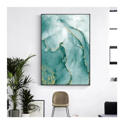 Images murales abstraites marbre vert doré 30x50 cm pour salon