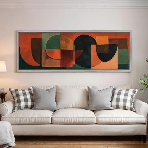 Grand format géométrique pour habiller un mur vide, toile style milieu du siècle