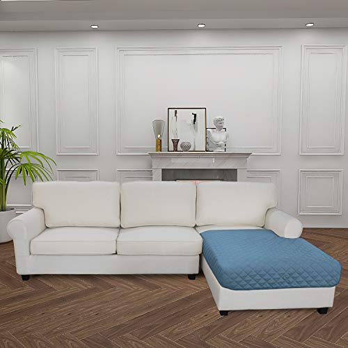 Image of Easy-Going Sofa Slipcover L Shape Sectional Couch Cover 42 x 68 inches Rectangular Chaise Lounge Cover Reversible Sofa Cover Furniture Protector for Pets Kids Children Dog Cat(Light Blue /Light Blue)