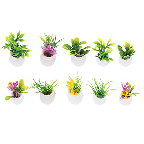HEALLILY 10pcs Miniature Potted Plant Artificial Mini Potted Plants Miniature Fake Flower Pot Miniature Artificial Plant for DIY Dollhouse Toy Gift Set