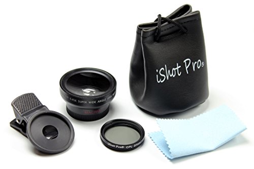 Ishot Pro 37Mm Universal Professional Hd Camera Lens Kit For Ipad 1234 Air 123 Mini Pro 12.9, Iphone 6S 6S Plus 6 5S Or Mobile Phone - 0.45X Super Wide Angle + Macro + *Free* Bonus Cpl Filter #TOP2