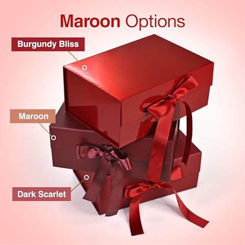 Image of RBS - Gift Box Empty (23x16x10 cm) Premium Maroon Box for Gift Packing Gift Box for Men & Women Gift hamper boxes for gift empty (1Pack) Gift Boxes for Packaging (Dark Scarlet)