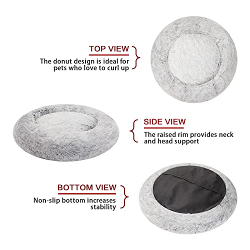 image for Bedfolks Calming Donut Dog Bed, 36 Inches Round Fluffy Dog Beds for La