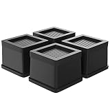 Uping Rehausseur Pieds de Lit Rehausseurs Meuble Rehausseur de Lit Rehausseur de Pied, Patin Anti Vibration Machine a Laver Support Lave Linge (4 Pac, Noir)