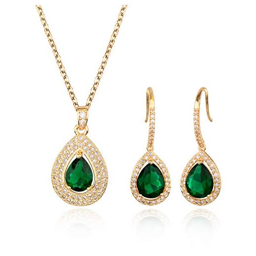 Mycitta Conjunto de joias de cristal para noivas e noivas, pingente de lágrima, conjunto de brincos para noivas, damas de honra, mãe da noiva, festa de formatura, conjunto de joias formais para