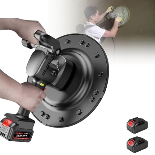 Máquina de yeso para paredes de hormigón con 6 velocidades ajustables - 80-200 RPM - Lijadora de paredes eléctrica - Pulidora de paredes de disco ensanchado de 38 cm,WithoutExtensionRod