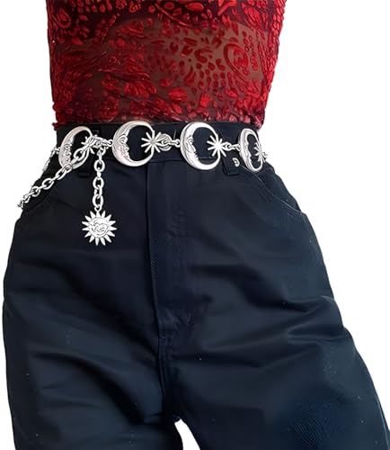 NEOREAL Sun Moon Metal Waist Chain Body Belly Belt Metal Waist Chain Jewelry Accessories Gold Silver Belts for Women Girls