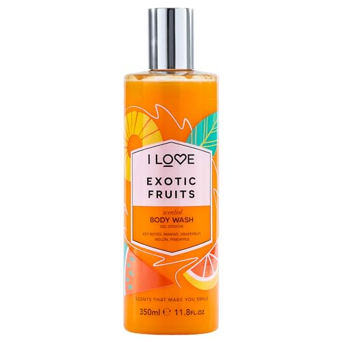 I Love Exotic Fruits Scented Body Wash, Rich & Creamy Foam Which Contains Natural Fruit Extracts, Includes Pro Vitamin B5 For Moisturised & Silky Smooth Skin, Cruelty-Free & Vegan-Friendly - 350ml