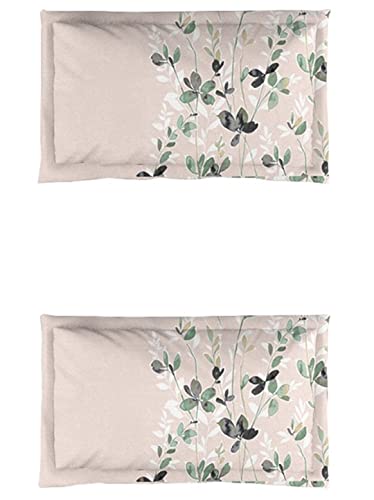 Image of DDECOR - Petal Bloom Leaves 144TC Double Bed Sheet Set with Two Pillow Covers - Green