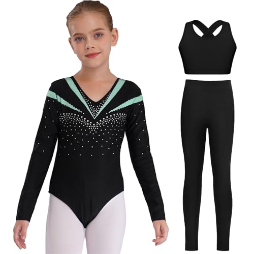 Body danse classique Sywiyi et leggings de costume gymnastique pour fille avec leotard ballet