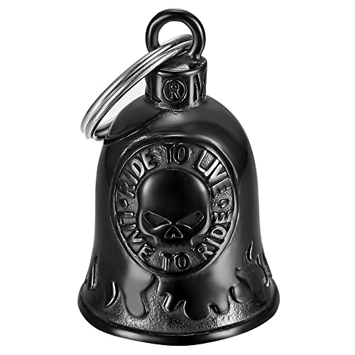 BOBIJOO JEWELRY - Motorradklingel Skull Ride to LIVE Glück bringt MOCY Bell Edelstahl Schwarz Cover