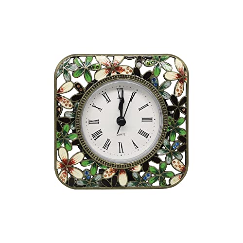 Decorative Mini Table Clock, Vintage Metal Silent Analog Clock Quartz Battery Operated Table Top Clock for Living Room Decor Shelf
