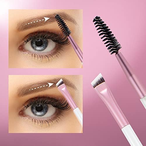 Amazon Brand - Sekoa Eyebrow & Spoolie Makeup Brush Professional, Double Ended with Angled Brow Brush and Spoolie