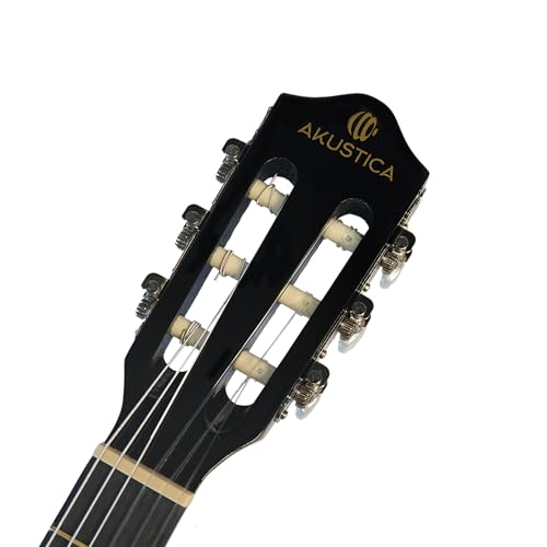 AKUSTICA VN-1 Violão Acústico, Cordas de Nylon, com Tensor (Preto)