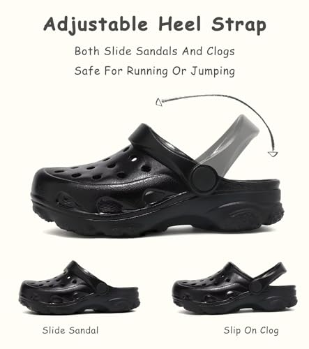 Image of Boys and Girls Tie Dye Clogs for Kids,Unisex Eva Mules for Big Kid,Little Kid,Boy and Girl Closed Toe Slide Sandals,Black and White