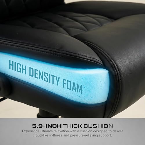 Image of DROGO Dominus Ergonomic Office Chair for Work from Home | Computer Chair for Study | PU Leather Executive Boss Chair with Flip-Up Armrest, Wide Cushion Seat (Black)