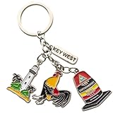 Westmon Works Key West Keychain with Metal Charms of Southernmost Point Rooster and Lighthouse Florida Souvenir