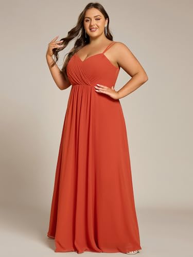 Image of Ever-Pretty Women's Pleated Backless Applique V Neck A Line Chiffon Sleeveless Plus Size Bridesmaid Dresses 01692-DA