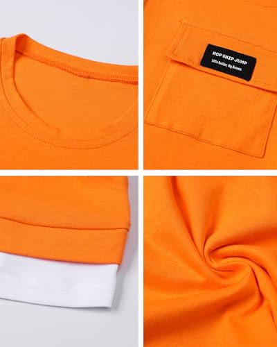 Image of SANGTREE 2Pcs Cotton Boys Clothes Short Sleeve T-Shirt and Shorts Teen Kids Summer Casual Outfit Boy Sets, 3-12 Years
