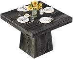 LITTLE TREE Table à manger carrée de 31.5 pouces, petite table de cuisine pour 4 Personnes, Agritourisme Table à dîner avec base de piédestal solide pour le restaurant, Salle à manger, Salon, Gris