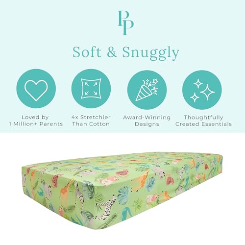 Image of Posh Peanut Baby Crib Sheets for Boys & Girls - Viscose from Bamboo Crib Sheets for Standard Baby Mattresses (52 inch X 28 inch X 9 inch) Safari Animals
