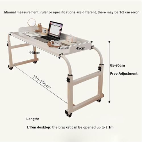 Table de lit avec roulettes bois bureau d'ordinateur ajustable - 3