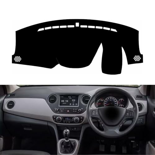 Image of Car Dashboard Cover Compatible with Hyundai Grand I10 2013-2020 Dustproof, UV Resistant | All-Weather Protection | Custom Fit Car Accessories (Balck)