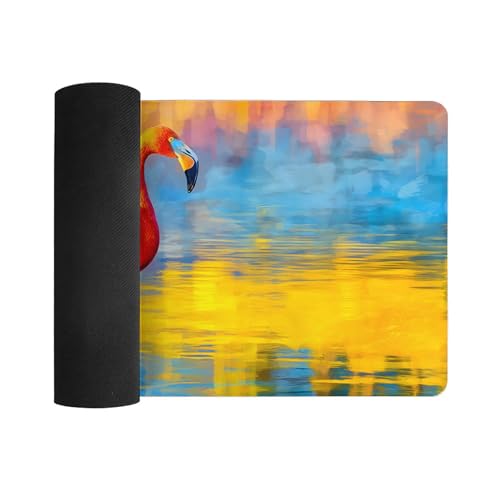 Image of Flamingo Colors Extended Gaming Mouse Pad, with Stitched Edges Large Mouse Pad Desk Protector, Rubber Base Mousepad Keyboard Mouses Mat for Work Game Office Home- 32 inch X 16 inch Inch