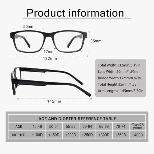 Image of Henotin 5 Pack Reading Glasses for Men, Blue Light Readers for Men, Spring Hinges Computer Eye Glasses