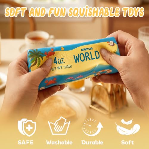 Image of 1PCS Butter Squishy - Slow Rising Butter Squishy Toy, Realistic Food Fidget Toys for Adults, Soft PU Material, Sensory Anxiety Relief & Focus Aid, Portable 5.5 Inch Squishy Butter - Beach Color