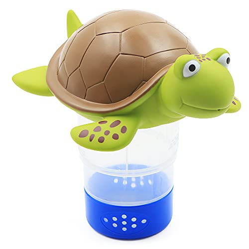 Dispensador de cloro flotante, para piscina, spa, jacuzzis, dispensador de productos químicos, tableta flotante ajustable, con capacidad para tabletas químicas de 3 pulgadas (tortuga)