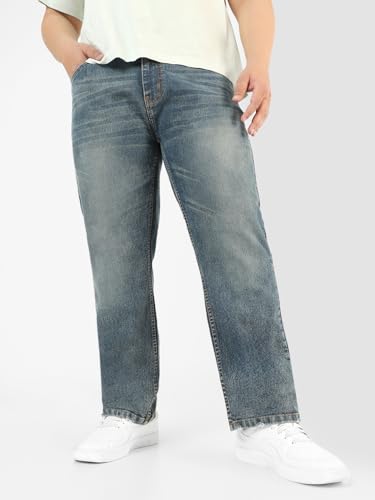 Image of Urbano Plus Men Mid Rise Regular Fit Washed Jeans Stretchable