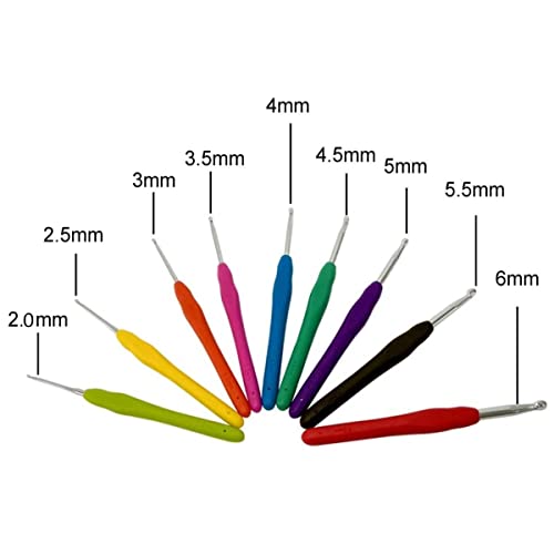 Kit de Agulhas de Cabo Emborrachado para Crochê com 9 unid.