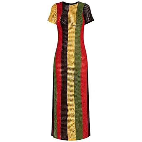 Givemefaceshop king Ladies Rasta Dress with Splits, String See Through Dress Hip hop Dance Bling, L-XL, Multi Coloured Cover