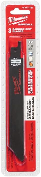 Milwaukee Tungsten Carbide Grit Sawzall Blade 6 In., 3 Per Pack