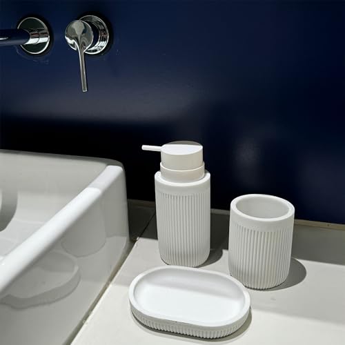 Juego de baño Relaxdays de poliresina con acabado elegante blanco 3