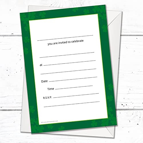 Olivia Samuel 20 x St Patrick's Day Party Invites from A6 Double Sided Cards with Envelopes, Green - Image 4