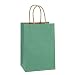 BagDream Small Kraft Paper Bags 100Pcs 5.25"x3.75"x8", party bags, Shopping Bag, Kraft Bags, Green Stripe Bags with Handles, Craft Bags