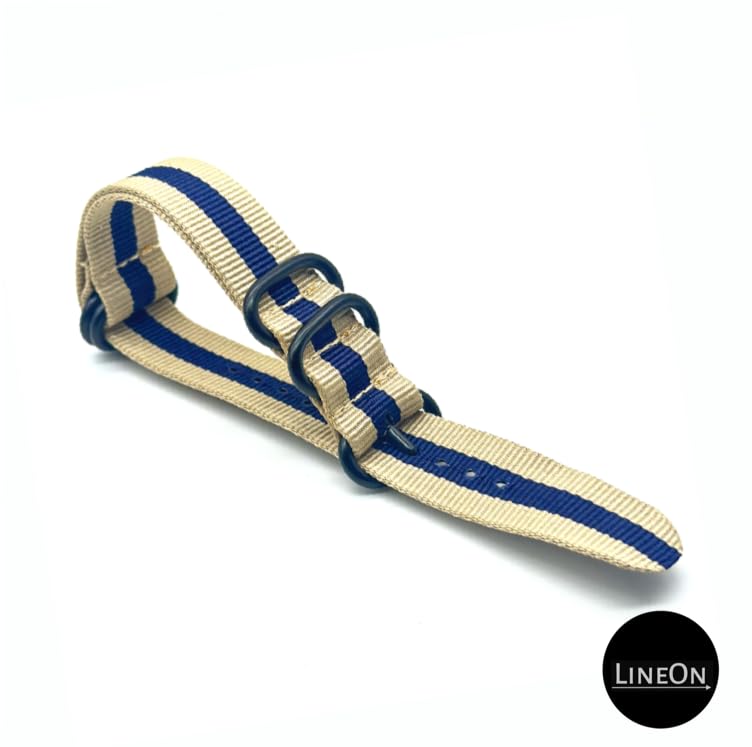 Image of Lineon 20mm & 22mm Black Buckle Nylon Vintage Style NATO Watch Strap ONE WAY NATO Nylon STRAP Imported Quality With Pins and Pin Remover Tool (Include)