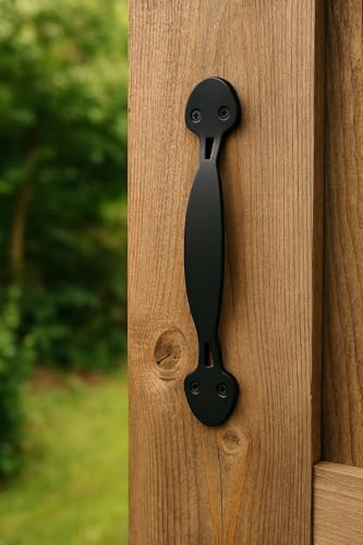 Image of 9 Inch Oval Tapered Barn Door Handle - Black Cast Iron Pull for Sliding Doors, Gates, Sheds, Fences, Closets - Indoor Outdoor Farmhouse Hardware