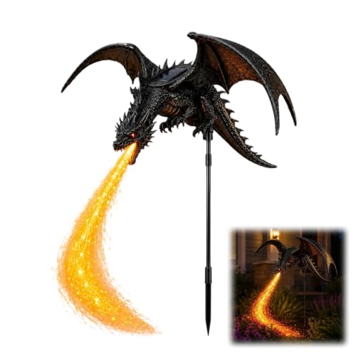 Solar Dragon Fire Garden Light, 30" Solar Dragon Fire Garden Stake Light(1)