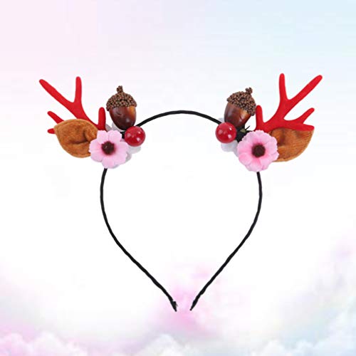 TOYANDONA Chifres de Natal Bandanas de Cabelo Rena Bolota Meninas Natal Tiara Infantil Acessório de