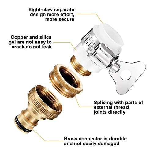 Image of 2-in-1 Universal Tap Connector Set - Brass Quick Release Coupling, Pipe Connector for 3 /4 inch & 1 /2 inch Taps, Universal Faucet Adapter for Garden Hose Pipe Fitting
