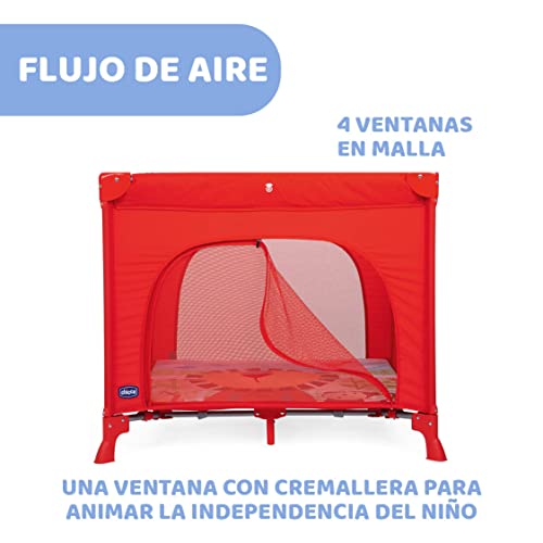 Miniatura 4 de Chicco Open Box Parque Bebé de 0 Meses a 15 Kg – Parque Plegable y Compacto, Parque de Juegos con Alfombra Extraíble, Ventanas de Malla, 4 Asas y Bolsa de Transporte, Color Rojo (Lion)
